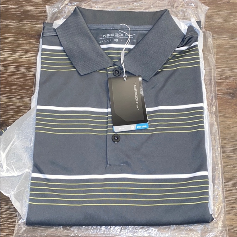 Nike Dark Gray Polo with Green Stripes